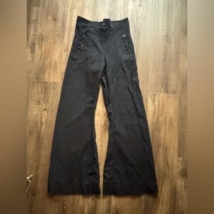 Flawed Jet Black 1950s/1960s wide leg Navy pants